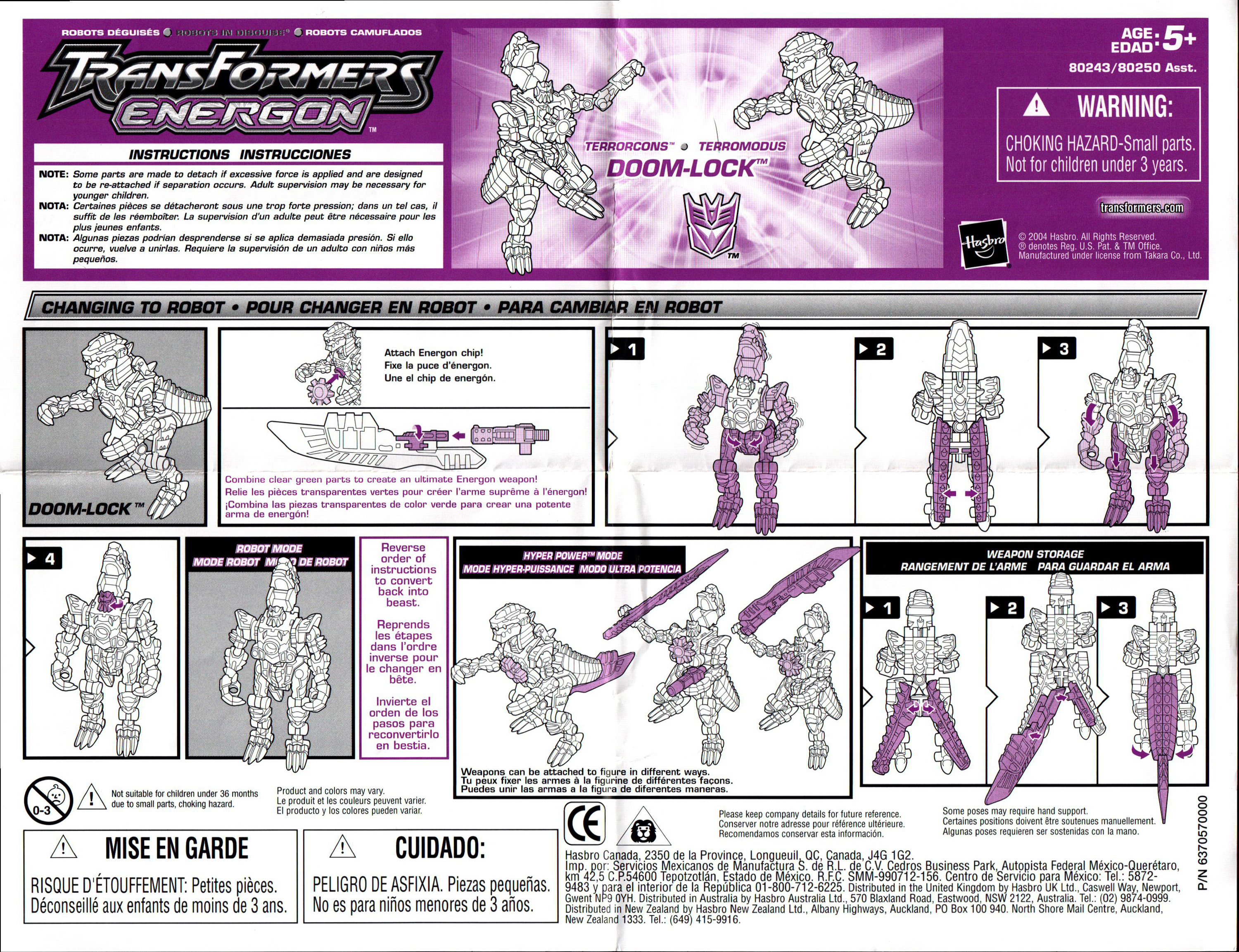 Energon Class DoomLock (Transformers, Energon, Decepticon) Collector's