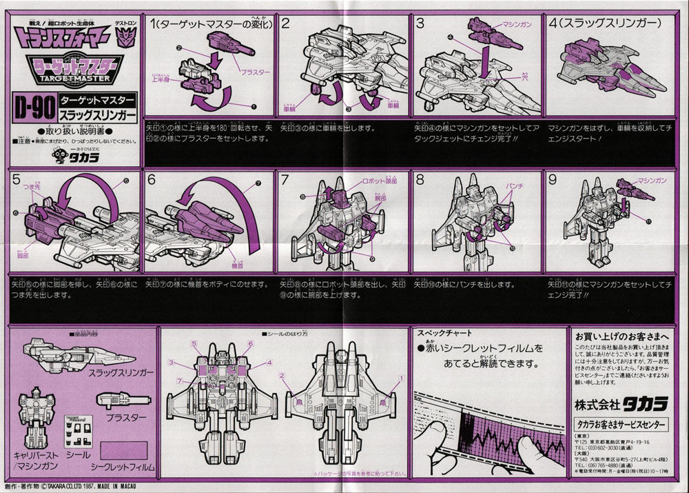 Targetmasters Slugslinger (D90) (Transformers, G1 Headmasters, Destron)
