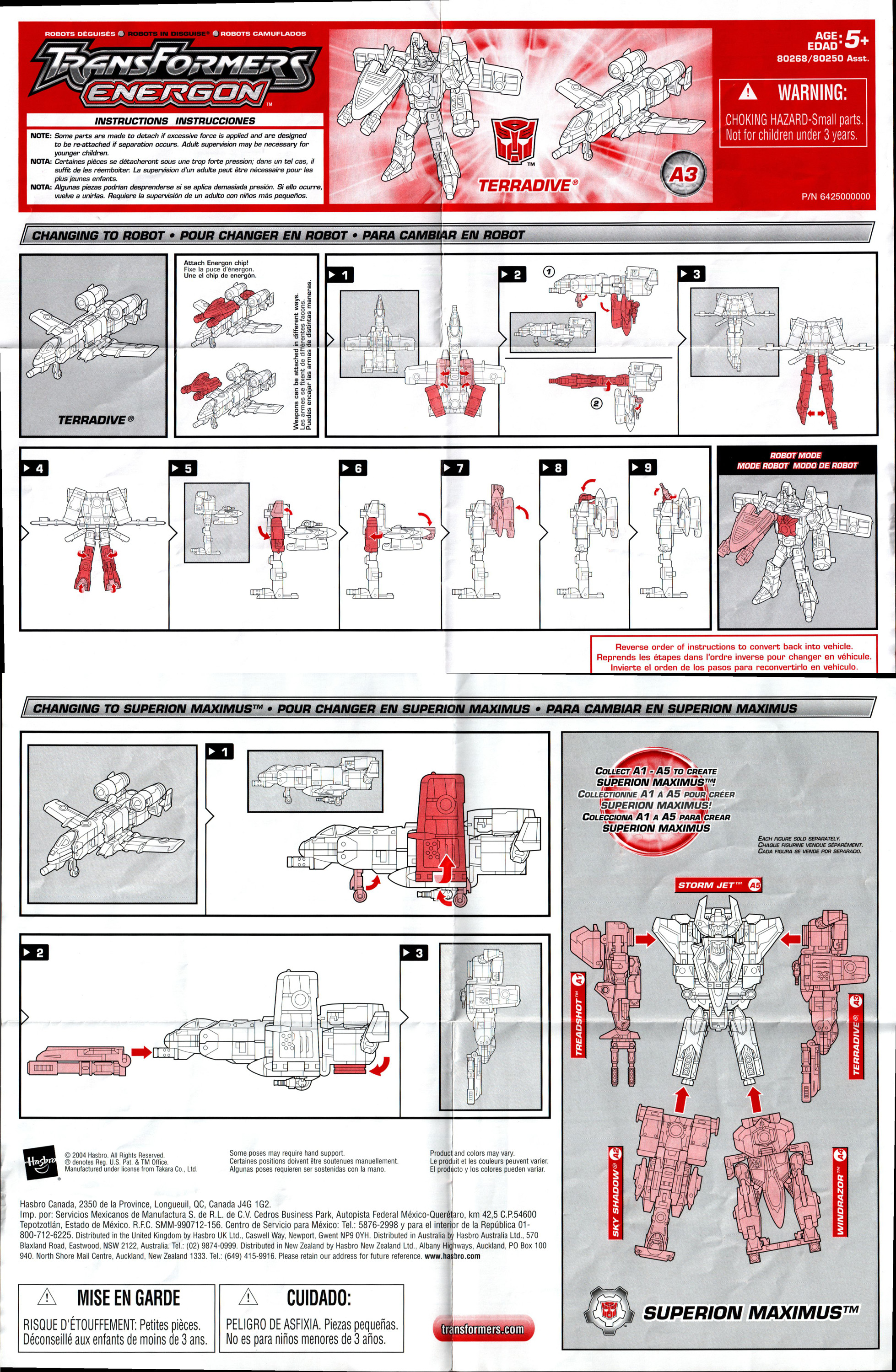 Air Team (Superion Maximus) Terradive (A3) (Transformers, Energon