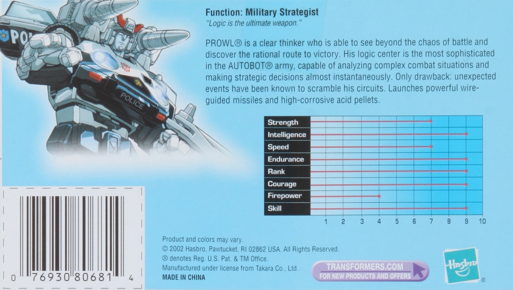 Series IV Prowl (Transformers, Commemorative Series (Reissue), Autobot