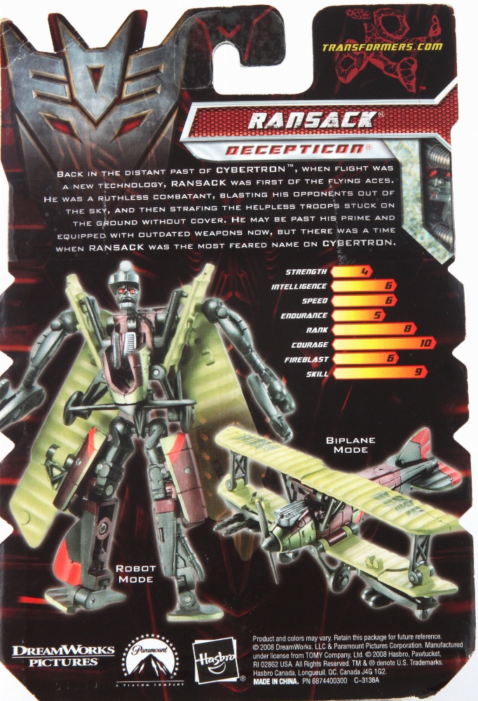 Hasbro Transformers Revenge of the Fallen Ransack Scout Action Figure Hasbro Toys 91396 Hasbro Transformers Revenge of the Fallen Ransack Scout Action Figure Hasbro Toys 91396