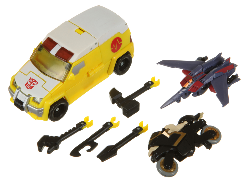 Gift Sets Rescue Ratchet with Starscream and Prowl (Transformers, Animated, Autobot vs Decepticon) - Collector's Guide Toy Info Gift Sets Rescue Ratchet with Starscream and Prowl (Transformers, Animated, Autobot vs Decepticon) - Collector's Guide Toy Info